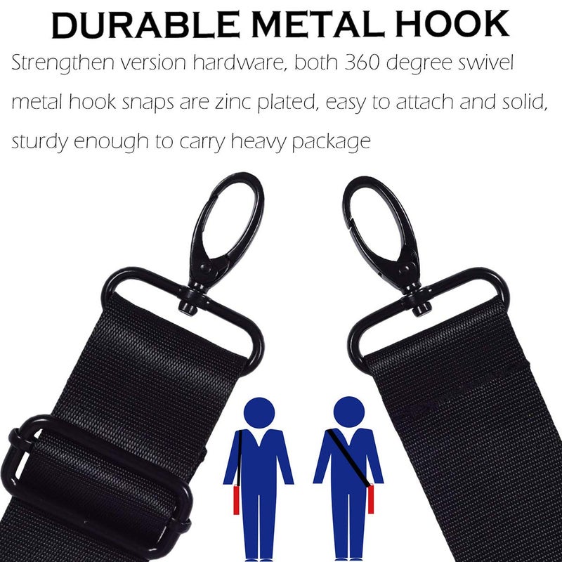 dealcase Universal Shoulder Strap Replacement Laptop Shoulder Strap Luggage Duffle Bag Strap Adjustable Belt with Metal Hooks for Duffel Briefcase Computer Bags Laptop Case Messenger Bag / Luggage Bag, Black - Image 3
